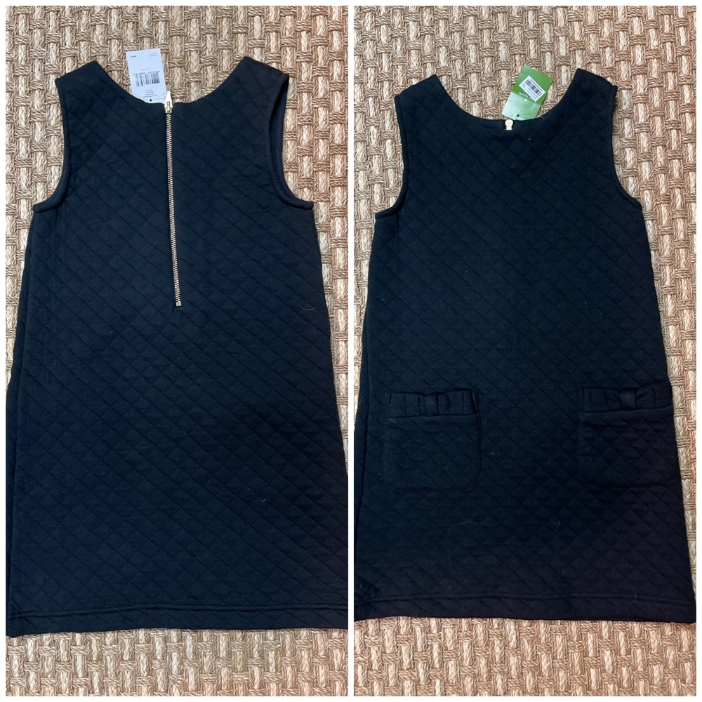 Kate Spade Girls Solid Black Quilted Jumper Dress